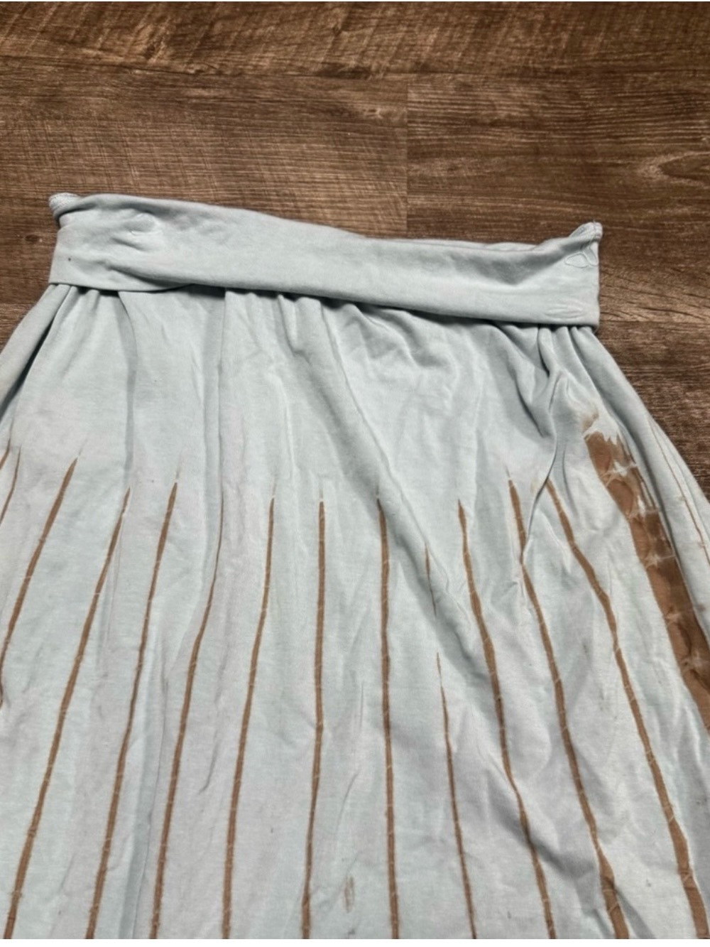Light Blue and Tan Tie-Dye Maxi Skirt — Women’s Flowing Summer Skirt - Picture 4 of 8